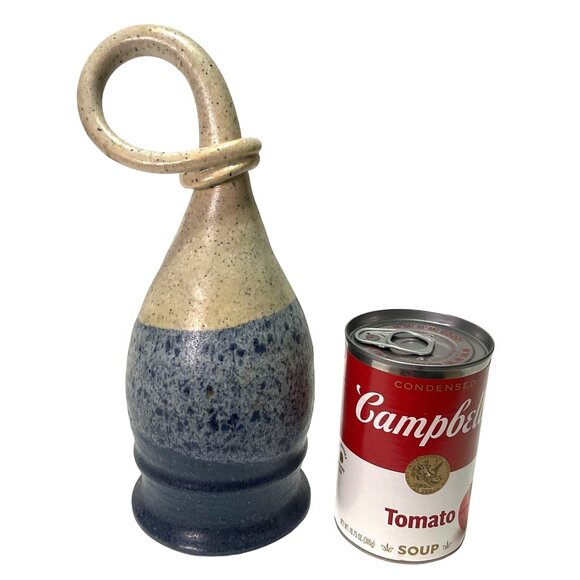 0RGY HORN STUDIO POTTERY GOBLET IRISH SPECKLED CLAY BLUE GLAZE HANDHELD VESSEL - Picture 9 of 9